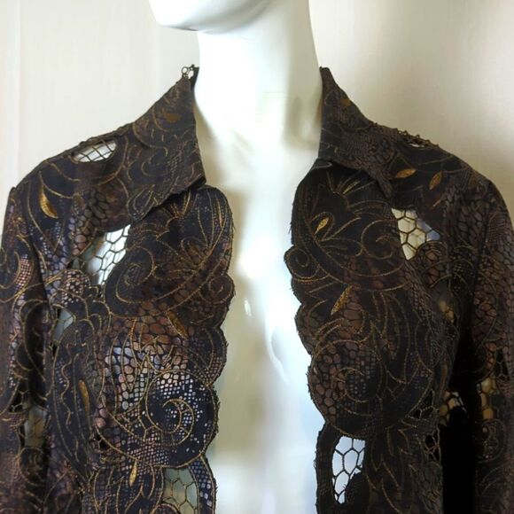 Chico's.Black and Copper Open Front Jacket Size 1 - Picture 4 of 9